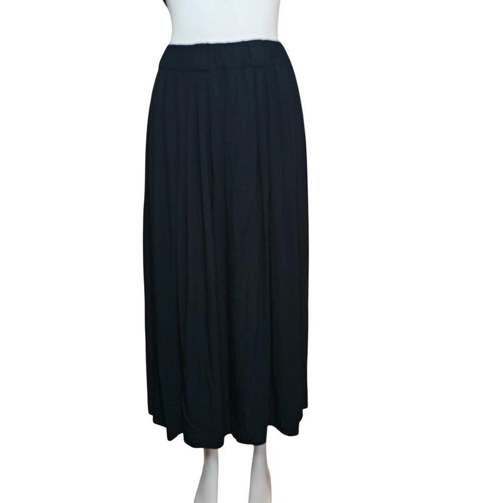 Vintage Black Maxi Skirt High Waisted Full Length Crepe Dress Skirt Size 16 GB